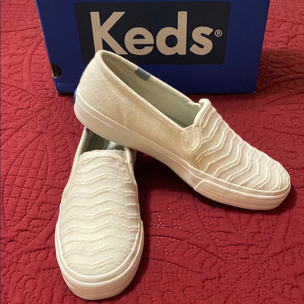 Keds Ivory Textured Slip-Ons